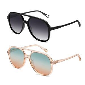 Sunglasses Women’s men’s Retro Polarized Vintage Double Bridge Square Sun.